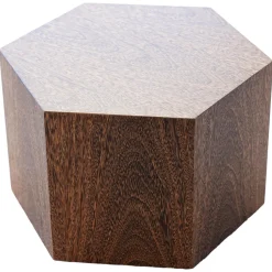 Minotti Beistelltische|Beistelltisch Aeron Sechseckig Nerzfarbig Getöntes Sucupira Furnier Höhe 23cm