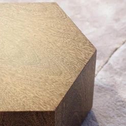 Minotti Beistelltische|Beistelltisch Aeron Sechseckig Nerzfarbig Getöntes Sucupira Furnier Höhe 23cm