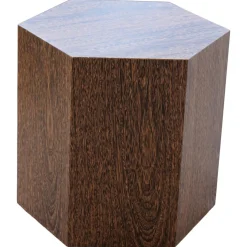 Minotti Beistelltische|Beistelltisch Aeron Sechseckig Nerzfarbig Getöntes Sucupira Furnier Höhe 34cm