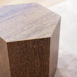 Minotti Beistelltische|Beistelltisch Aeron Sechseckig Nerzfarbig Getöntes Sucupira Furnier Höhe 34cm