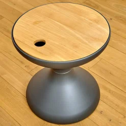 Gloster Beistelltische|Beistelltisch Bells Teakplatte Gestell Aluminium Meteor Schwarz Pulverbeschichtet Mit Ice Bucket