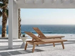 Gloster Beistelltische|Beistelltisch Bells Teakplatte Gestell Aluminium Weiß Pulverbeschichtet Ohne Ice Bucket