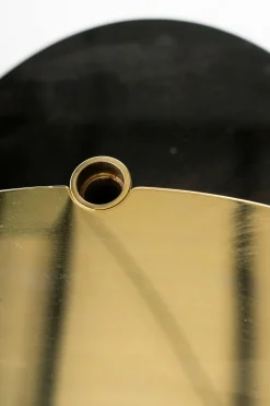 Minotti Beistelltische|Beistelltisch Benson Platten Aus MDF Obere Platte Rund Metall Mit Gold-Finish Untere Platte Ellipsenförmig Mokkafarbig Braun