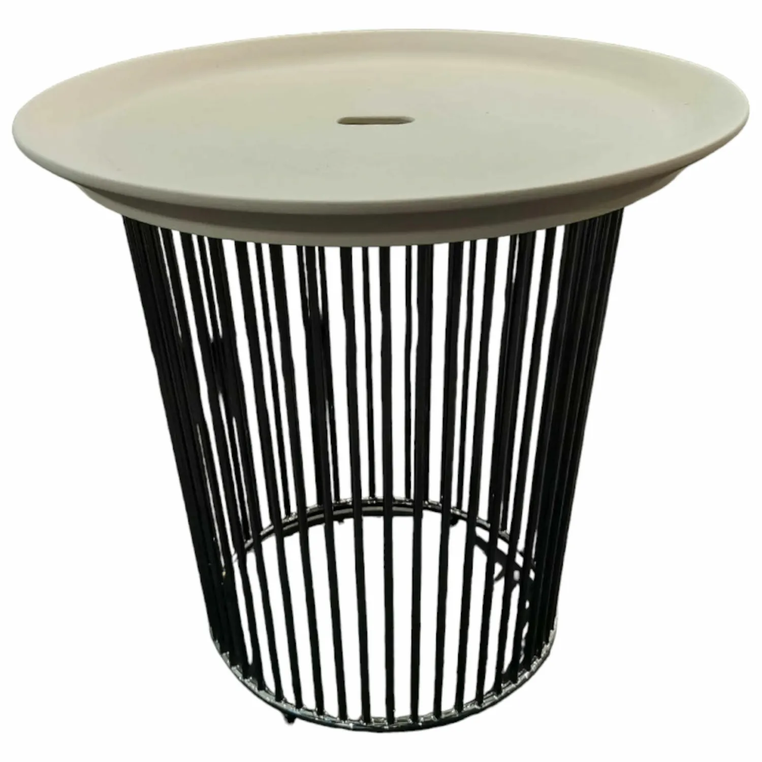 Flexform Beistelltische|Beistelltisch Berry Platte Keramik Hafer Grau Gestell Schwarzchrom