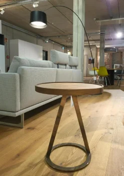 Bodema Beistelltische|Beistelltisch Bipede MDF Nussbaum Furniert Gestell Metall Schwarz Verchromt