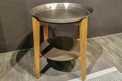 Flexform Beistelltische|Beistelltisch Cabare Material Nussbaum Canaletto Tablett Metall Satiniert