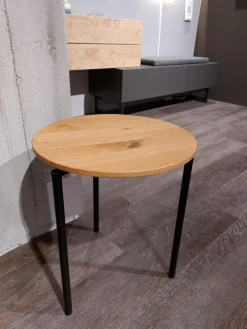 Global Beistelltische|Beistelltisch Combra Wildeiche Natur Lackiert Massiv Füße Schwarz Lackiert