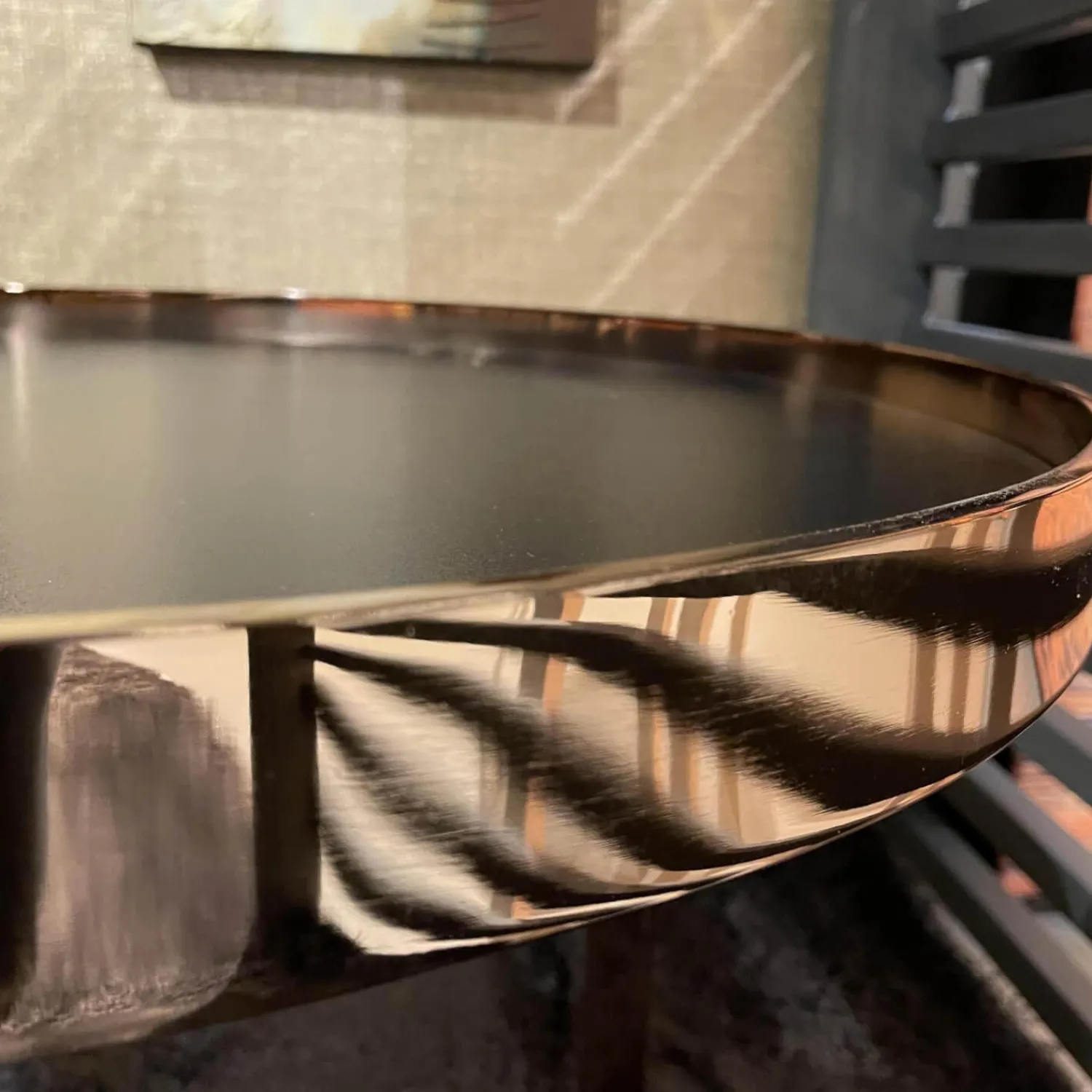 Christine Kröncke Beistelltische|Beistelltisch Cross Platte Schutzlackiert Anthrazit Schwarzstahl Matt Gestell Metall Rose