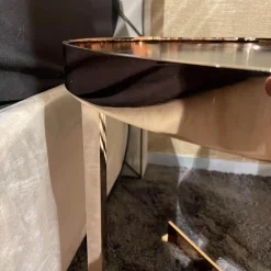 Christine Kröncke Beistelltische|Beistelltisch Cross Platte Schutzlackiert Anthrazit Schwarzstahl Matt Gestell Metall Rose