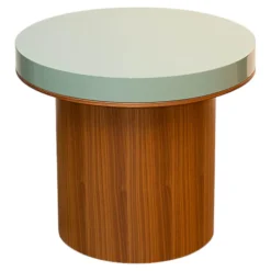 Cassina Beistelltische|Beistelltisch Dress Up Platte Lack Salvia Blau Gestell Nussbaum