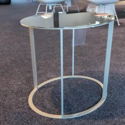 B&B Italia Beistelltische|Beistelltisch Elios SMT05S Metallplatte Stahl Glänzend Gestell Nickelfarben Lackiert