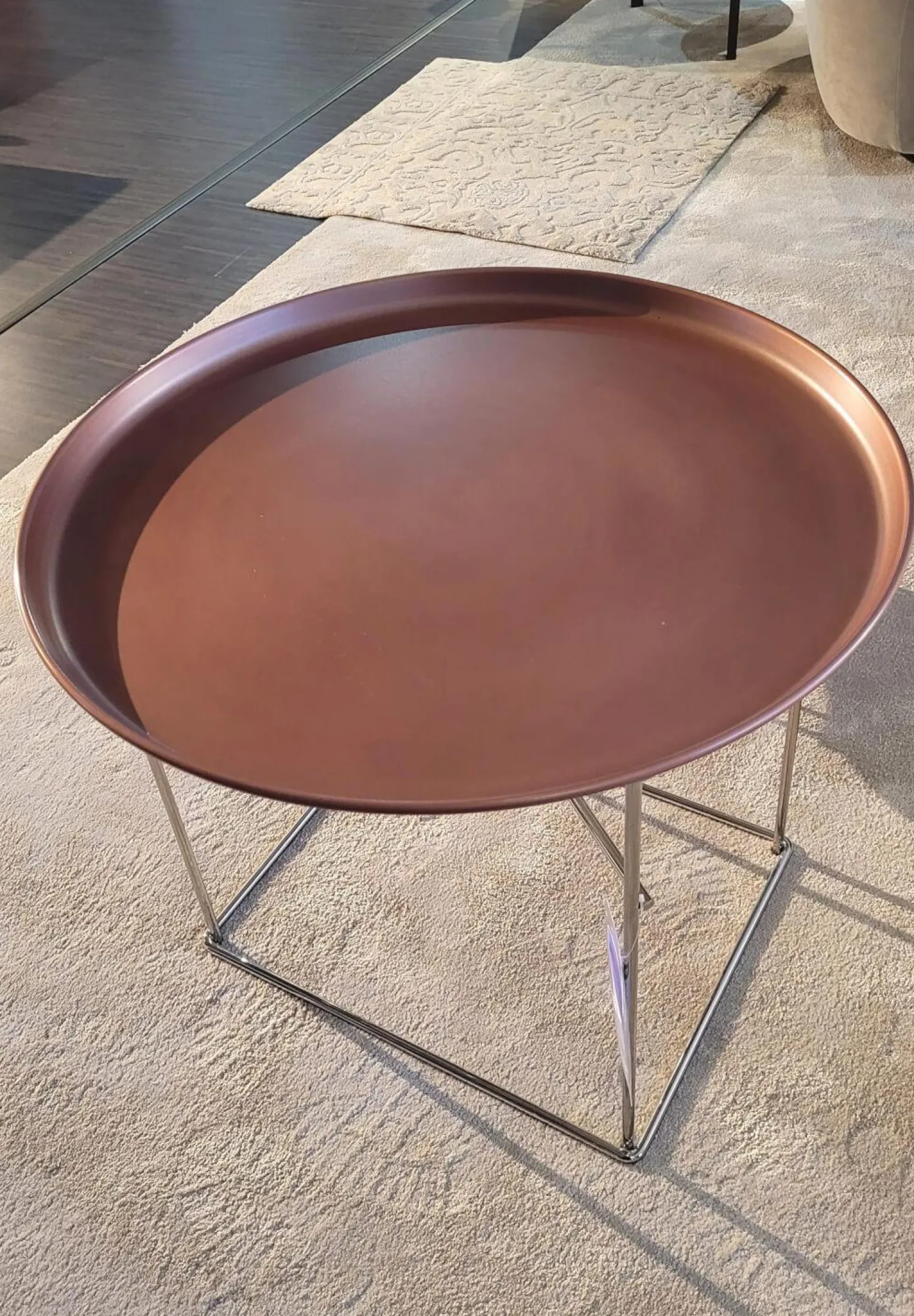 B&B Italia Beistelltische|Beistelltisch Fat Fat TFF62 A Tablett Kupfer Brüniert Gestell Glänzend Verchromt