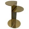 Minotti Beistelltische|Beistelltisch Flirt Gestell Rostfreier Glänzender Stahl Gold 2 Gebogene Metallplatten