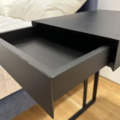 Lambert Beistelltische|Beistelltisch Freddy Eiche Teilmassiv Schwarz Gestell Schwarz Pulverbeschichtet