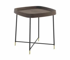 Porada Beistelltische|Beistelltisch Fritz 4 Quadratisch Platte Nussbaum Canaletta Gestell Metall Schwarz