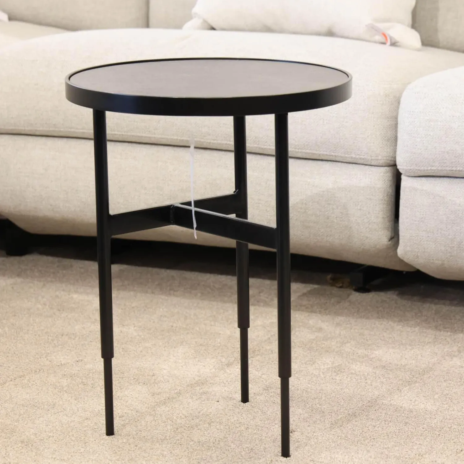 Rom Beistelltische|Beistelltisch Gio Tischplatte Black Schwarz Gestell Metall Pulverbeschichtet Schwarz