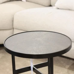 Rom Beistelltische|Beistelltisch Gio Tischplatte Black Schwarz Gestell Metall Pulverbeschichtet Schwarz