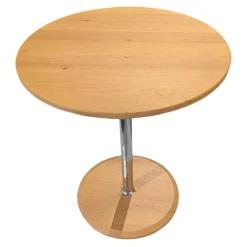 Ronald Schmitt Design Beistelltische|Beistelltisch H 124 Ausführung Wildeiche Säule Hochglanz Verchromt