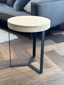 Lambert Beistelltische|Beistelltisch Harry Platte Eiche Gekälkt Schwarz Gestell Eisenprofil Schwarzanthrazit Geschweißt