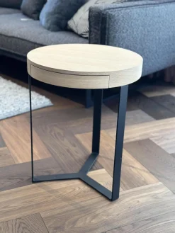 Lambert Beistelltische|Beistelltisch Harry Platte Eiche Gekälkt Schwarz Gestell Eisenprofil Schwarzanthrazit Geschweißt