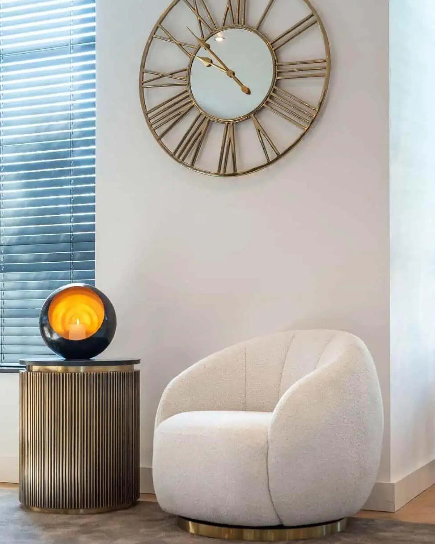 Richmond Beistelltische|Beistelltisch Ironville Marmor Schwarz Metallgestell Gold