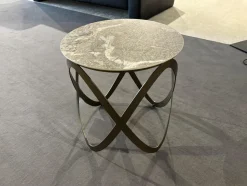 Ronald Schmitt Design Beistelltische|Beistelltisch K 900 Candy Keramikplatte Golden Rock Grau Gestell Stahl Bronze Gepulvert