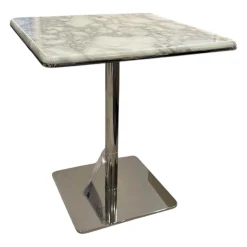 Minotti Beistelltische|Beistelltisch Kyle Platte Marmor Calacatta Weiß Grau Gestell Metall Glänzend Chrom