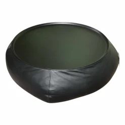 B&B Italia Beistelltische|Beistelltisch Lady Fat Leder Beta Nero Schwarz Platte Stahl Schwarz Lackiert