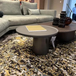 Molteni & C Beistelltische|Beistelltisch Louisa LTV2 Zement Asche Anthrazit Gestell Lack Zinnfarben Matt Grau