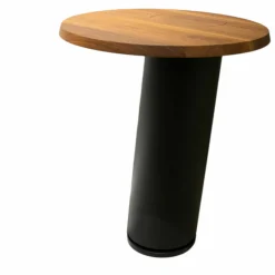 Rodam Beistelltische|Beistelltisch Loup Groß Platte Nussbaum Fuß Metall Carbon mit Qi Ladefunktion