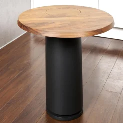 Rodam Beistelltische|Beistelltisch Loup Groß Tischplatte Massiv Nuß-Splint Geölt Und Gewachst Gestell Metall Schwarz