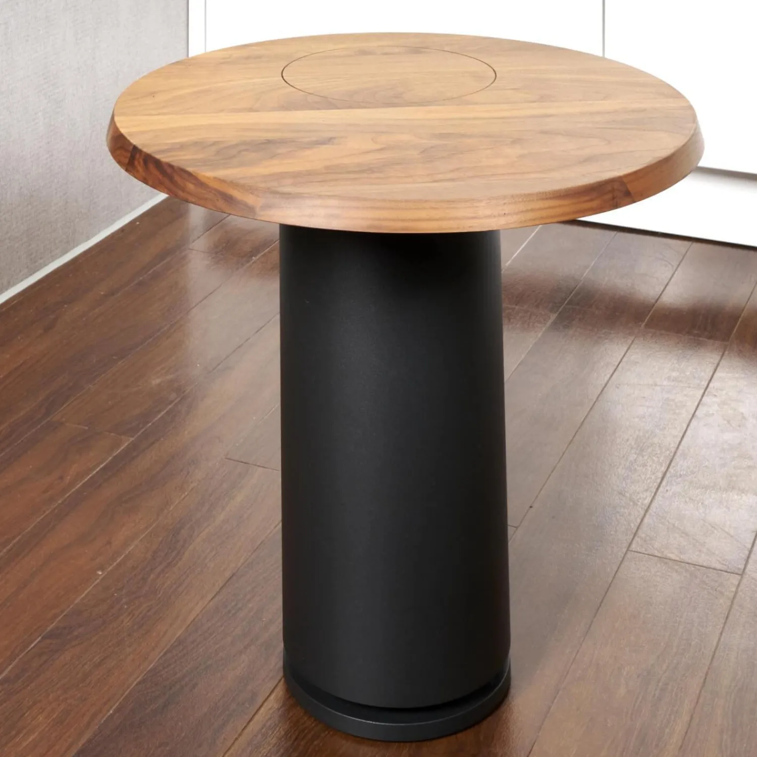 Rodam Beistelltische|Beistelltisch Loup Groß Tischplatte Massiv Nuß-Splint Geölt Und Gewachst Gestell Metall Schwarz