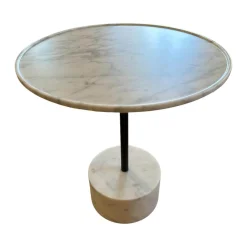 Cassina Beistelltische|Beistelltisch Marmor Carrara Weiß Stahlgestell Anthrazit