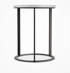 B&B Italia Beistelltische|Couchtische|Beistelltisch Mera Durchmesser 39cm Marmor Weiß Gestell Schwarz Verchromt