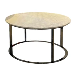 B&B Italia Beistelltische|Couchtische|Beistelltisch Mera Durchmesser 60cm Marmor Weiß Gestell Schwarz Verchromt