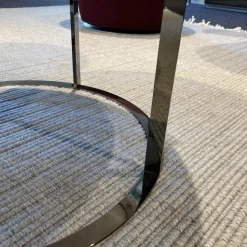 B&B Italia Beistelltische|Couchtische|Beistelltisch Mera Durchmesser 60cm Marmor Weiß Gestell Schwarz Verchromt