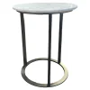B&B Italia Beistelltische|Beistelltisch Mera Tavolino Durchmesser 39cm Platte Mamor Weiß Gestell Nickel Bronzefarben Lackiert