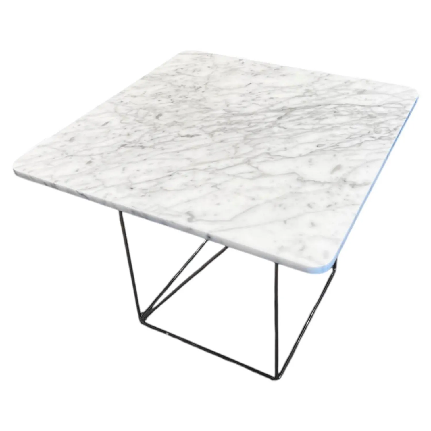 COR Beistelltische|Beistelltisch Pilotis T 7750 Tischplatte S02 Marmor Arabescato chia Weiß Grau Geschliffen Gestell Metall Chrom