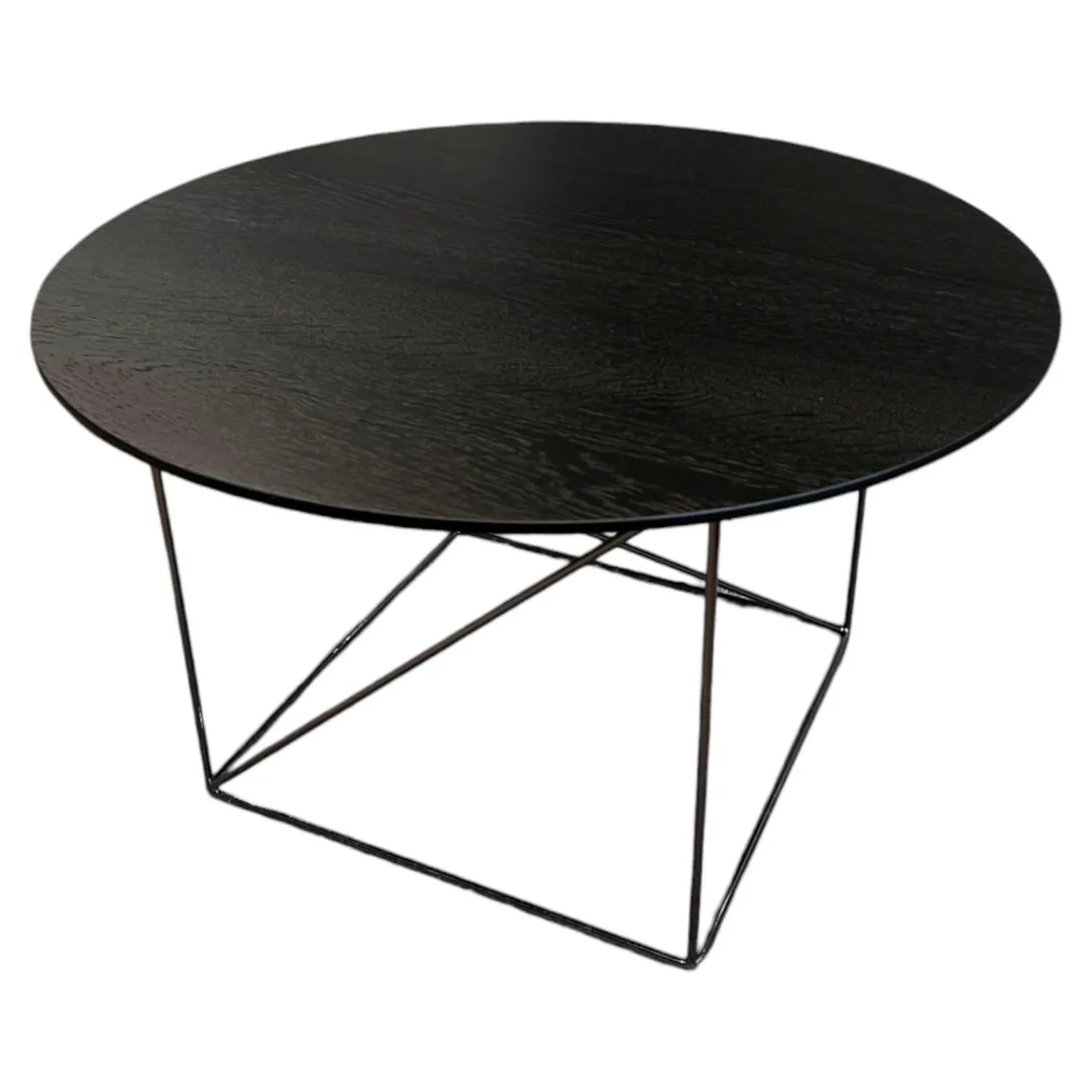 COR Beistelltische|Beistelltisch Pilotis T 7706 Tischplatte Eiche Massiv Dunkel Lackiert Schwarz Gestell Metall Schwarzchrom