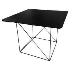 COR Beistelltische|Beistelltisch Pilotis T 7760 Tischplatte Massivholz Eiche Schwarz Dunkel Lackiert Metallgestell Schwarzchrom