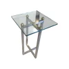 Dreieck Couchtische|Beistelltisch Platte Klarglas Gestell Metall Poliert