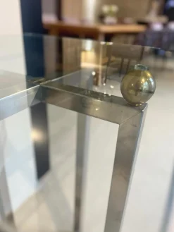 Dreieck Couchtische|Beistelltisch Platte Klarglas Gestell Metall Poliert