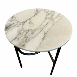 Minotti Beistelltische|Beistelltisch Ring Platte Marmor Calacatta Gestell Bronzefarbig Glänzend