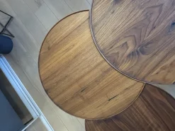 Scholtissek Beistelltische|Beistelltisch Set Sichel Platten Nussbaum Astig Natur Geölt Gestell Rundstahl Schwarz Pulverbeschichtet