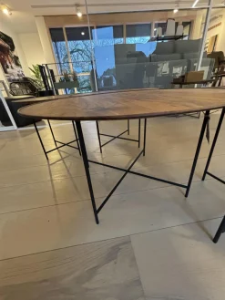 Scholtissek Beistelltische|Beistelltisch Set Sichel Platten Nussbaum Astig Natur Geölt Gestell Rundstahl Schwarz Pulverbeschichtet