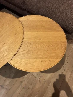 Scholtissek Beistelltische|Beistelltisch Set Sichel Platten Knorrige Eiche Natur Geölt Gestell Rundstahl Schwarz Pulverbeschichtet