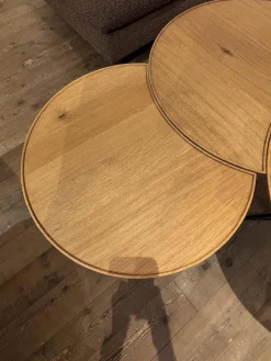 Scholtissek Beistelltische|Beistelltisch Set Sichel Platten Knorrige Eiche Natur Geölt Gestell Rundstahl Schwarz Pulverbeschichtet