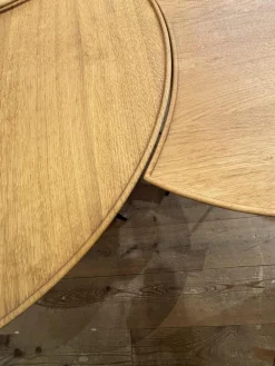 Scholtissek Beistelltische|Beistelltisch Set Sichel Platten Knorrige Eiche Natur Geölt Gestell Rundstahl Schwarz Pulverbeschichtet