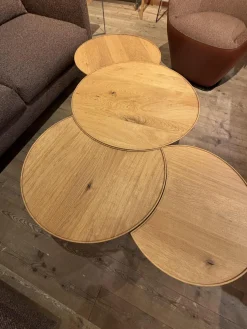 Scholtissek Beistelltische|Beistelltisch Set Sichel Platten Knorrige Eiche Natur Geölt Gestell Rundstahl Schwarz Pulverbeschichtet