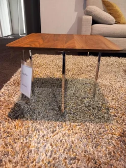 COR Beistelltische|Beistelltisch Sting T3850 Tischplatte Nussbaum Massiv Natur Geölt Gestell Verchromt Mit Syno Gleitern